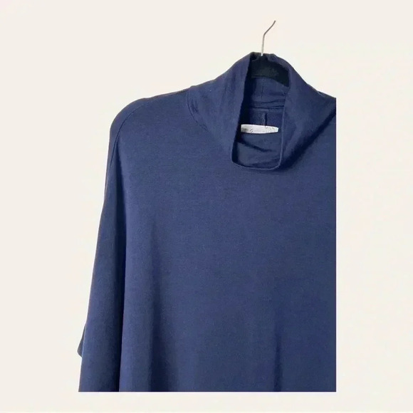 0422W. Lou&grey‎ FOR LOFT PONCHO STYLE MOCK NECKLINE TOP NAVY BLUE SIZE MEDIUM - Picture 3 of 11